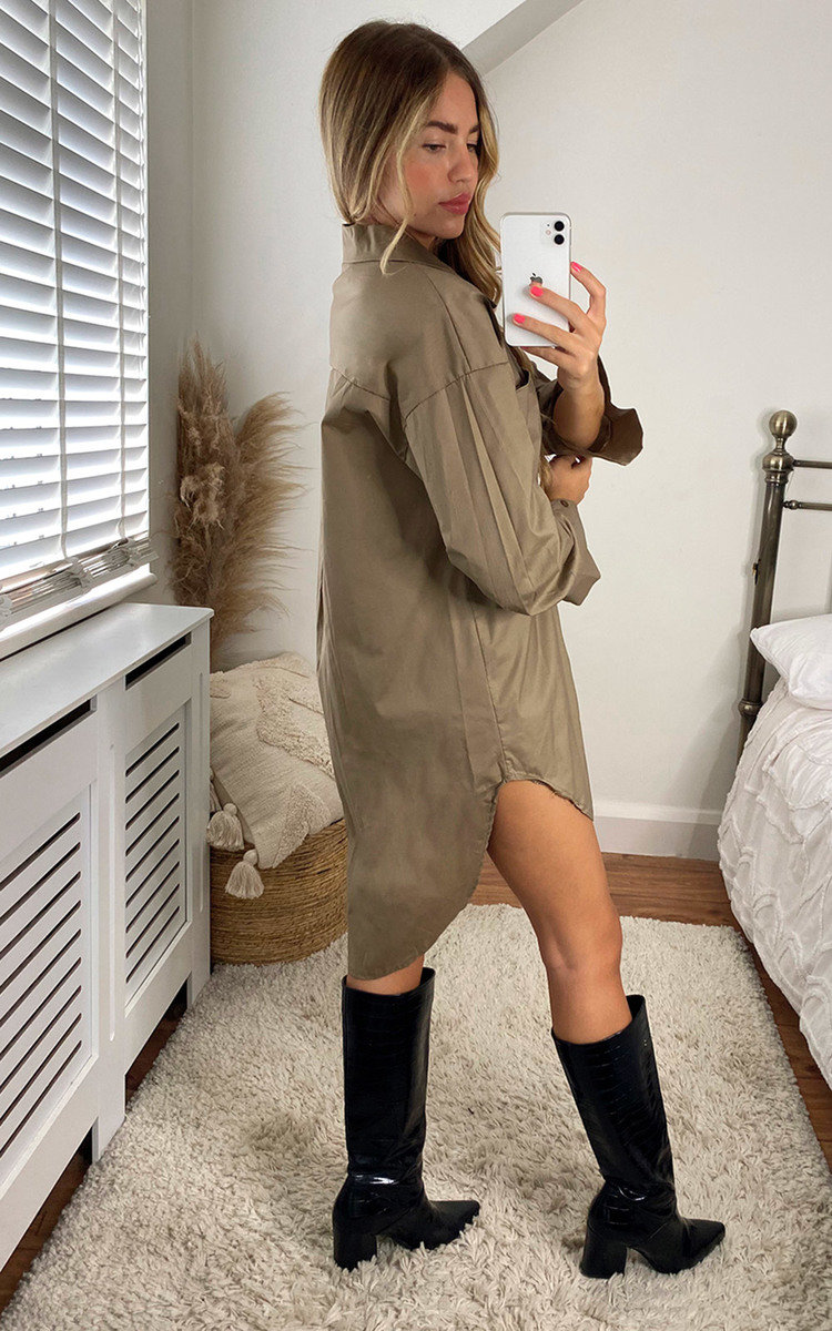 Caitlin Drop Hem Oversized Shirt Dress Thumbnail