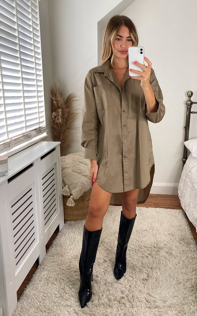 Caitlin Drop Hem Oversized Shirt Dress Thumbnail