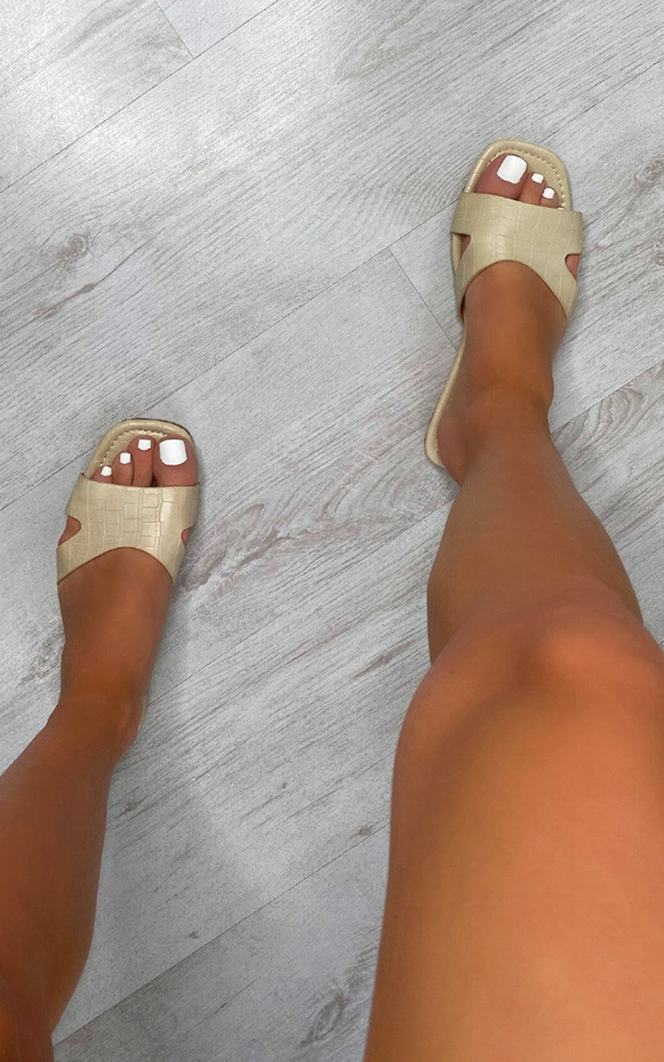 Cali Croc Print Slip On Sandals Thumbnail Cali Croc Print Slip On Sandals Thumbnail