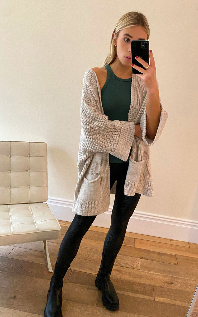 Cara Longline Knitted Cardigan with Pocket Detail Thumbnail Cara Longline Knitted Cardigan with Pocket Detail Thumbnail