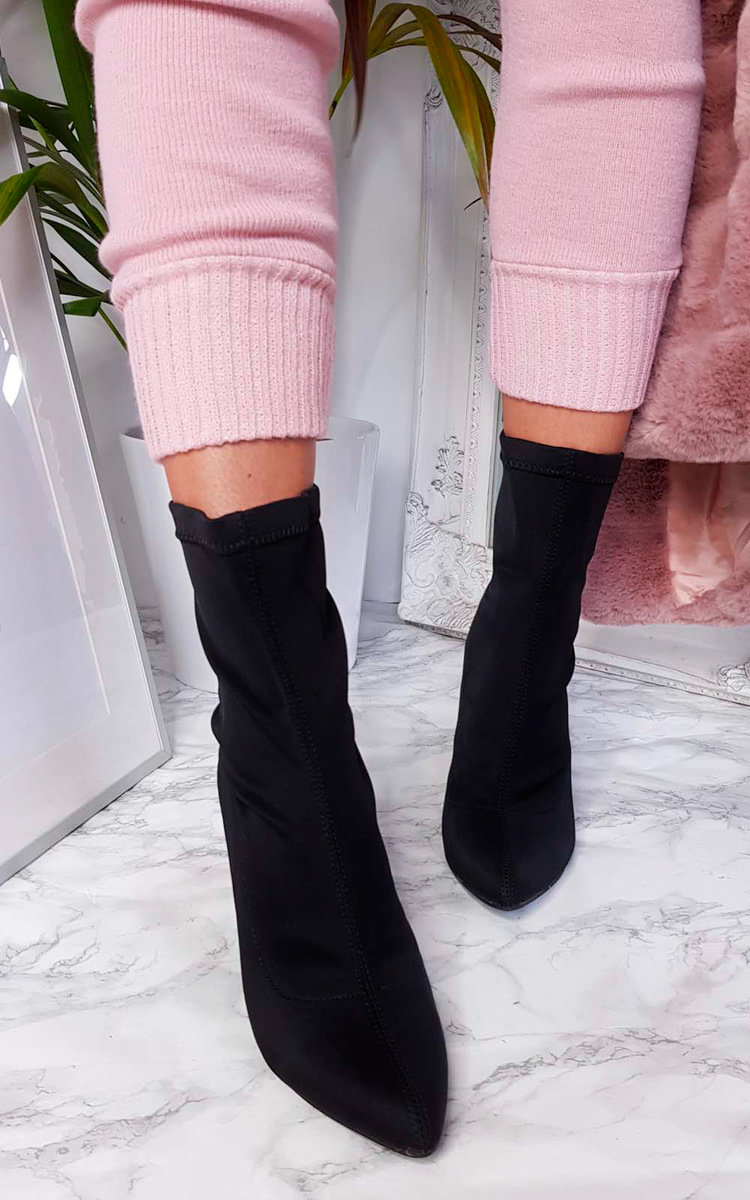 Cara Lycra Block Heeled Ankle Boots Thumbnail