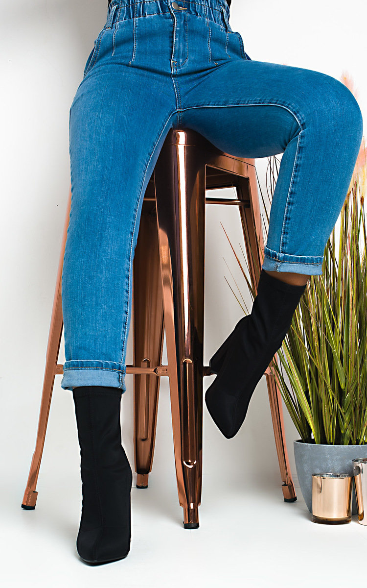 Cara Lycra Block Heeled Ankle Boots Thumbnail Cara Lycra Block Heeled Ankle Boots Thumbnail