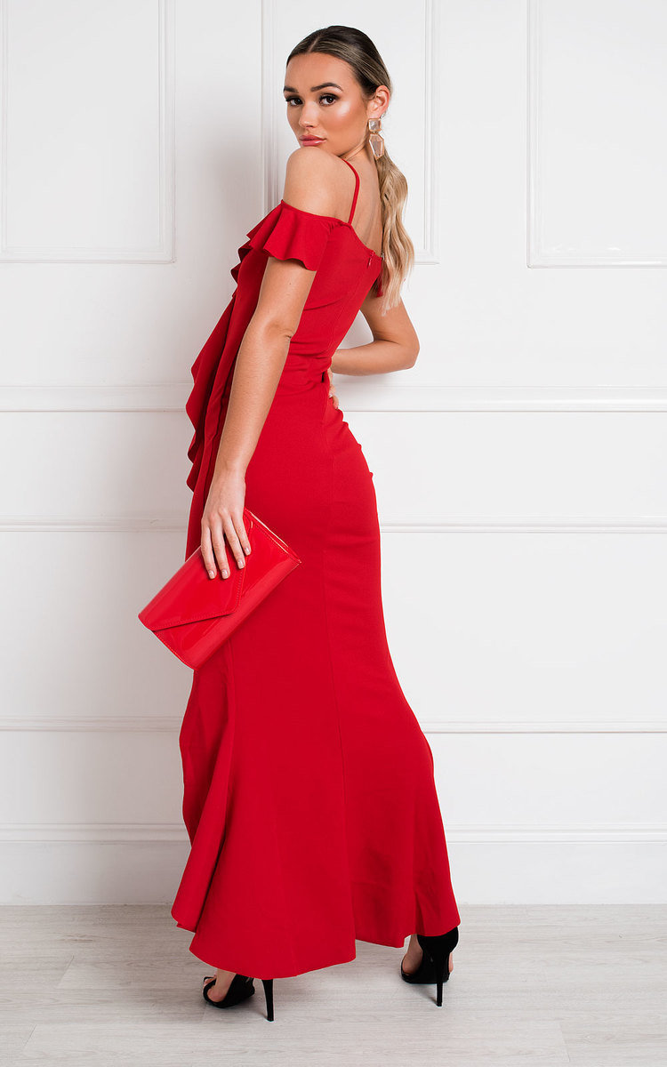 red bodycon maxi dress