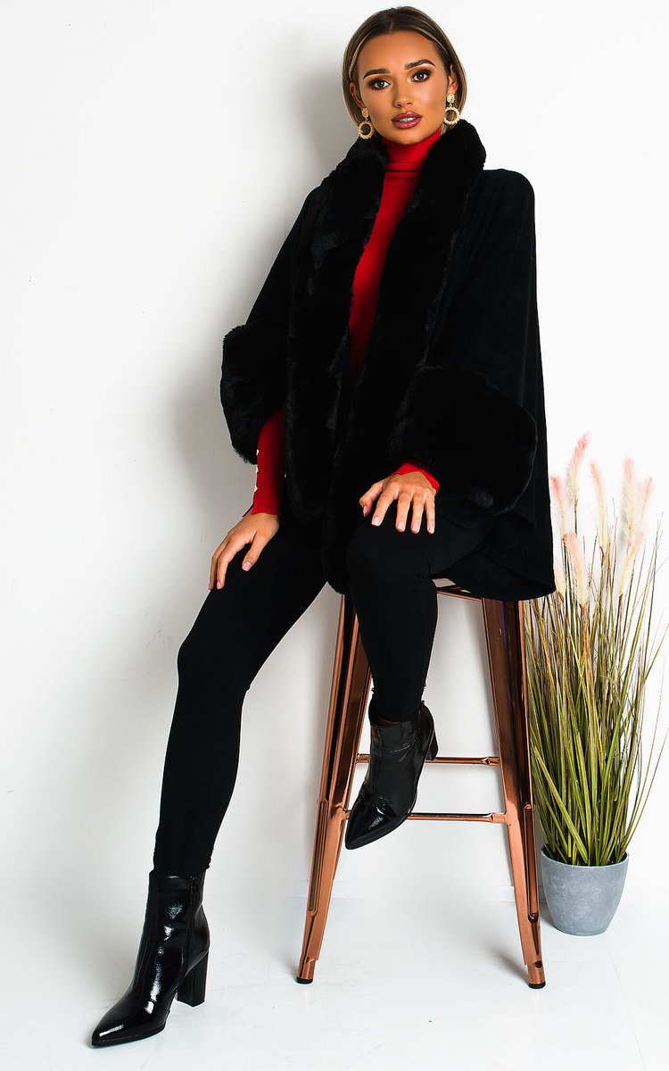 Carlie Faux Fur Cape Poncho Thumbnail Carlie Faux Fur Cape Poncho Thumbnail