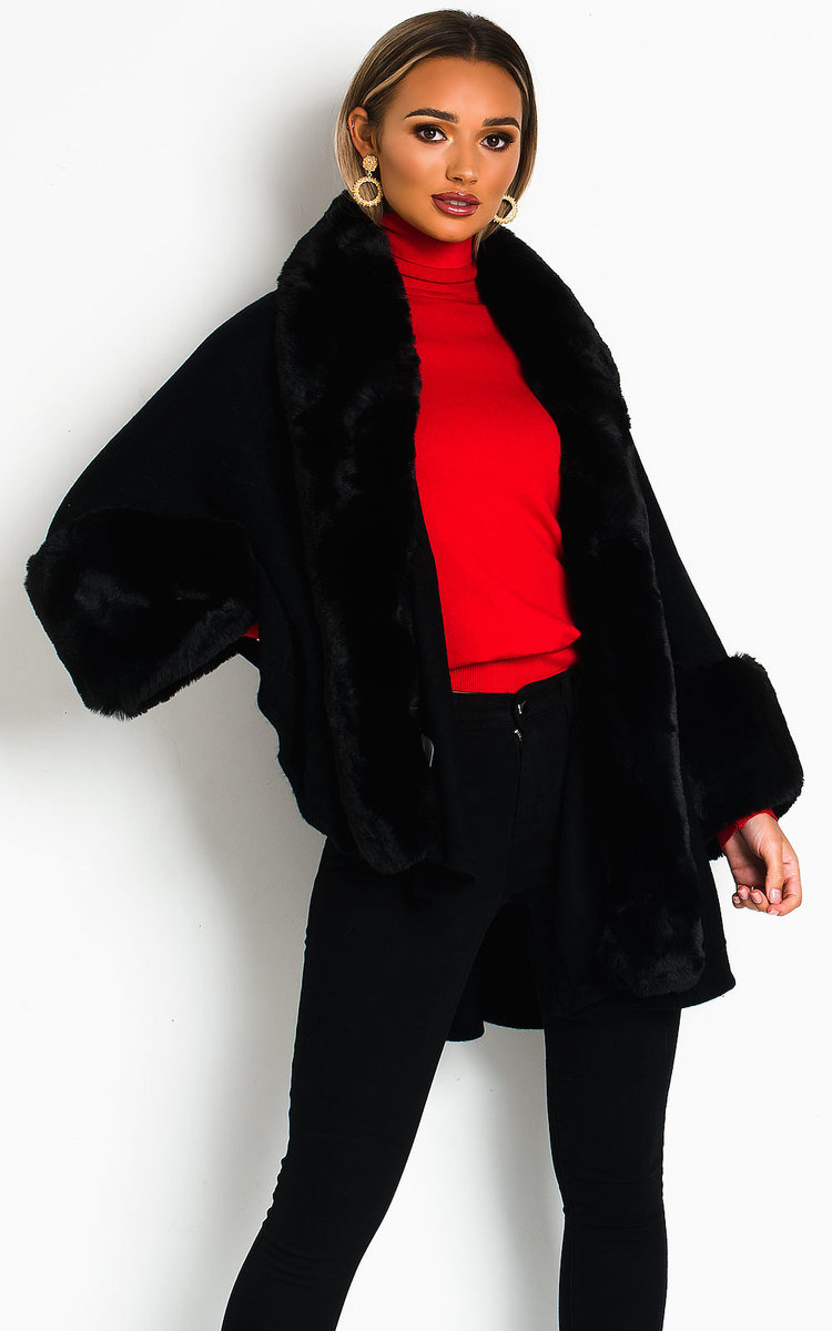 Carlie Faux Fur Cape Poncho Thumbnail Carlie Faux Fur Cape Poncho Thumbnail