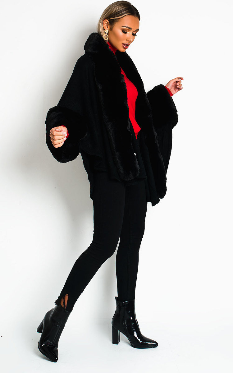 Carlie Faux Fur Cape Poncho Thumbnail Carlie Faux Fur Cape Poncho Thumbnail