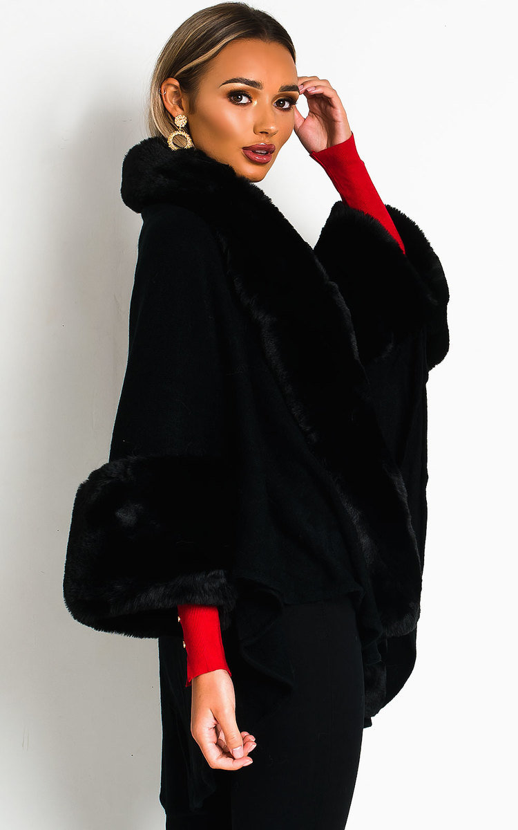 Carlie Faux Fur Cape Poncho Thumbnail Carlie Faux Fur Cape Poncho Thumbnail