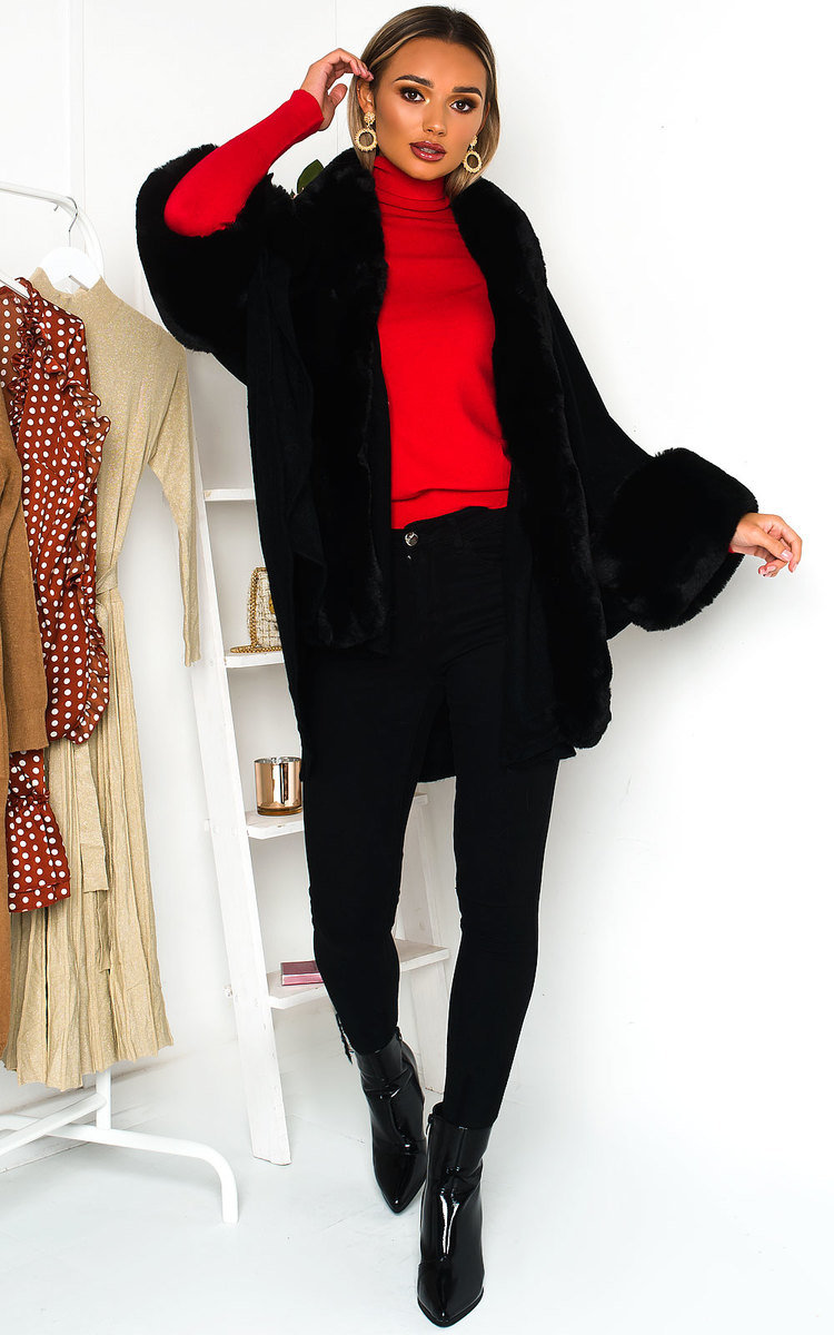 Carlie Faux Fur Cape Poncho Carlie Faux Fur Cape Poncho