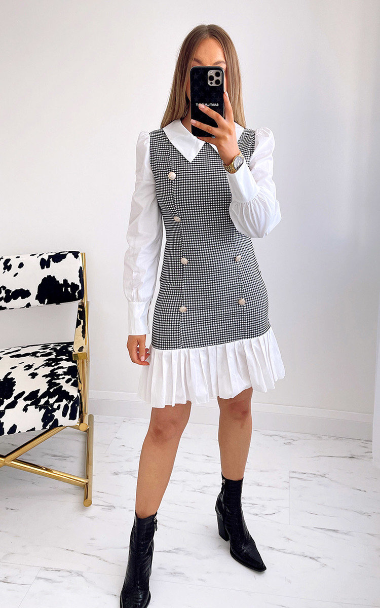 Carly 2 in 1 Shirt Dress with Check Print Thumbnail Carly 2 in 1 Shirt Dress with Check Print Thumbnail