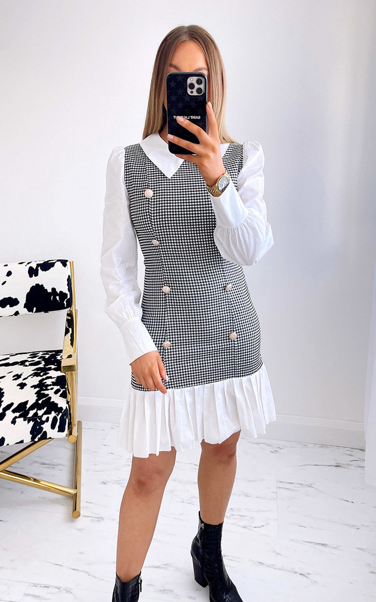 Carly 2 in 1 Shirt Dress with Check Print Thumbnail Carly 2 in 1 Shirt Dress with Check Print Thumbnail