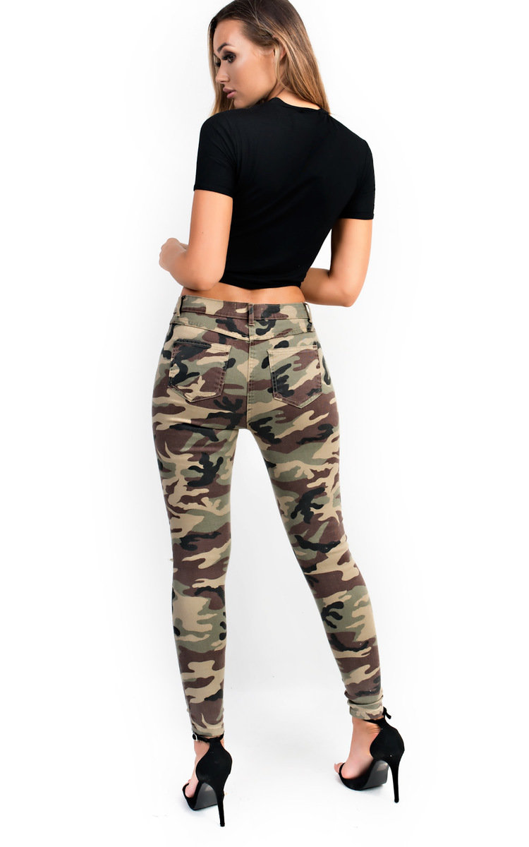 Carmel Skinny Camouflage High-Rise Ripped Jeans Thumbnail