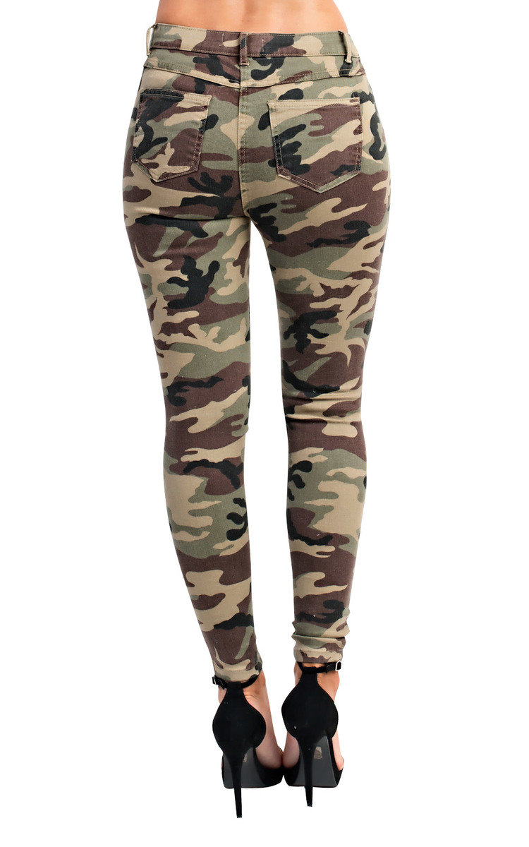 Carmel Skinny Camouflage High-Rise Ripped Jeans Thumbnail