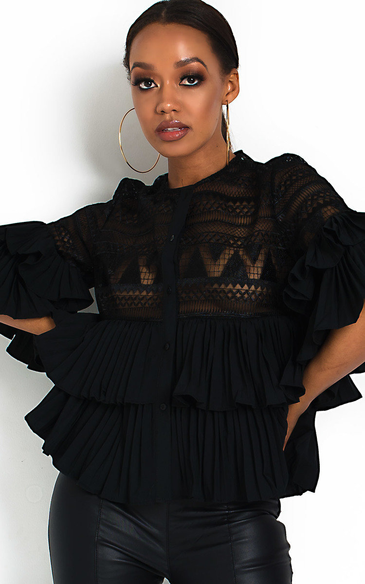 Carrie Embroidered Frill Layered Top Thumbnail Carrie Embroidered Frill Layered Top Thumbnail