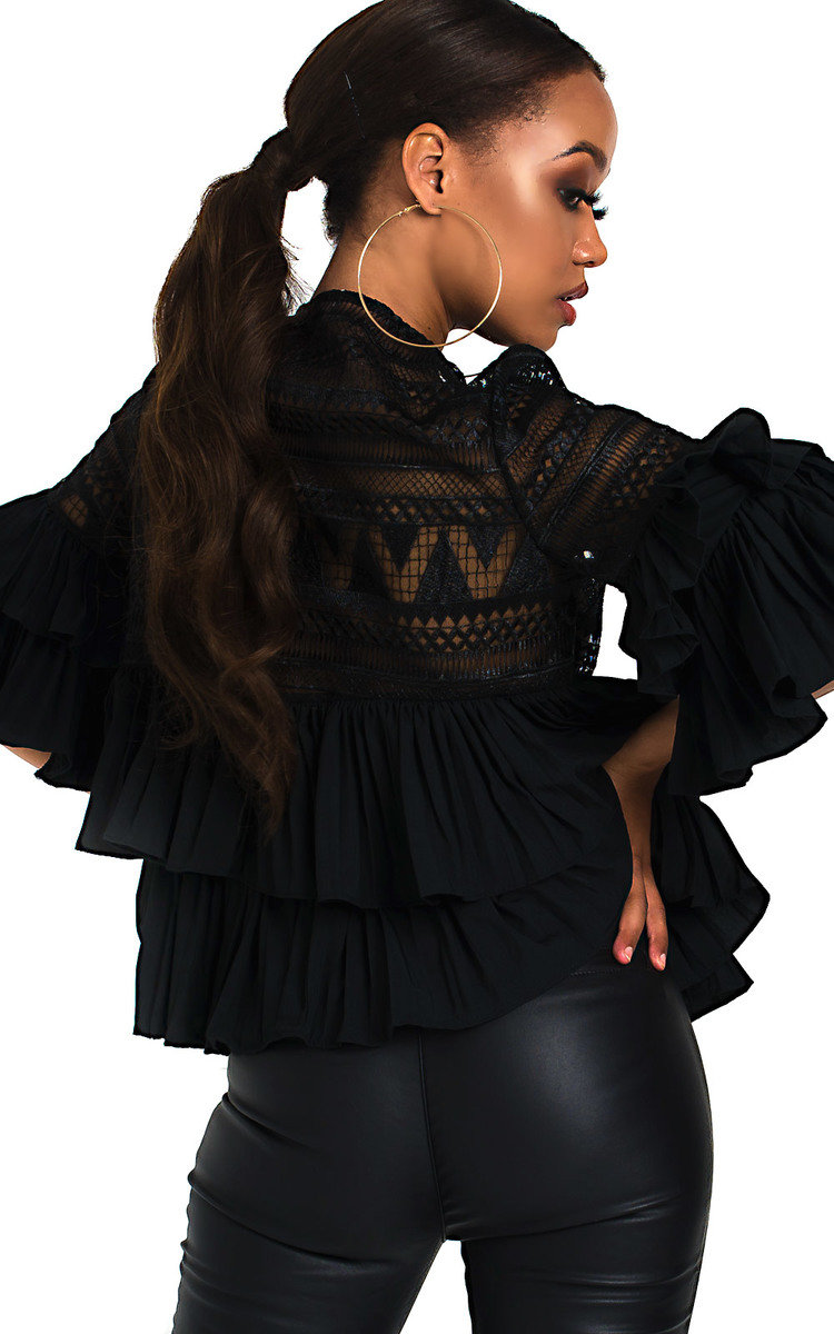 Carrie Embroidered Frill Layered Top Thumbnail Carrie Embroidered Frill Layered Top Thumbnail