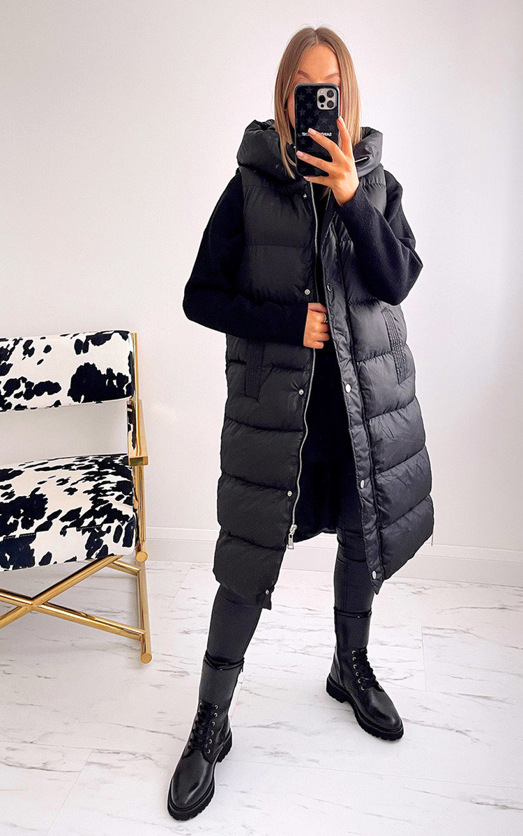 Carys Sleeveless Longline Hooded Gilet Thumbnail