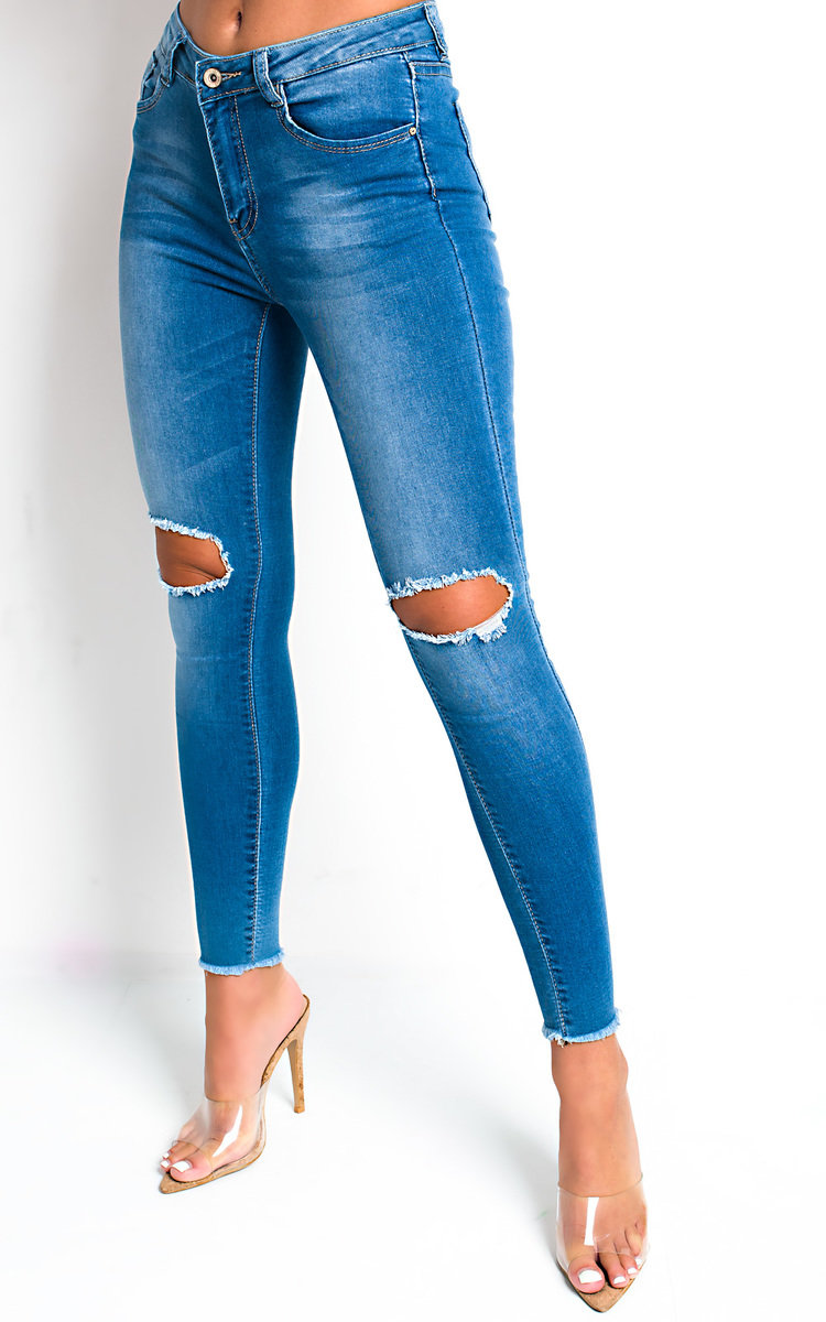 Casey High Waist Frayed Skinny Jeans  Thumbnail