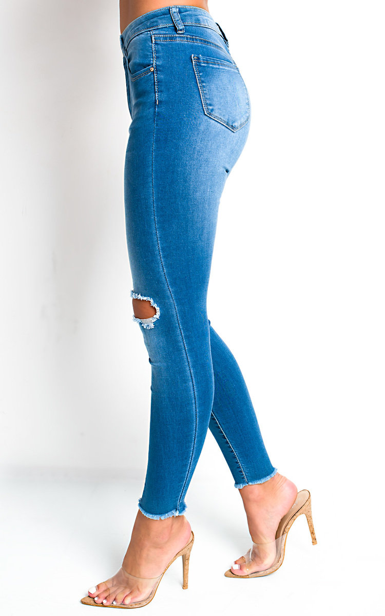 Casey High Waist Frayed Skinny Jeans 