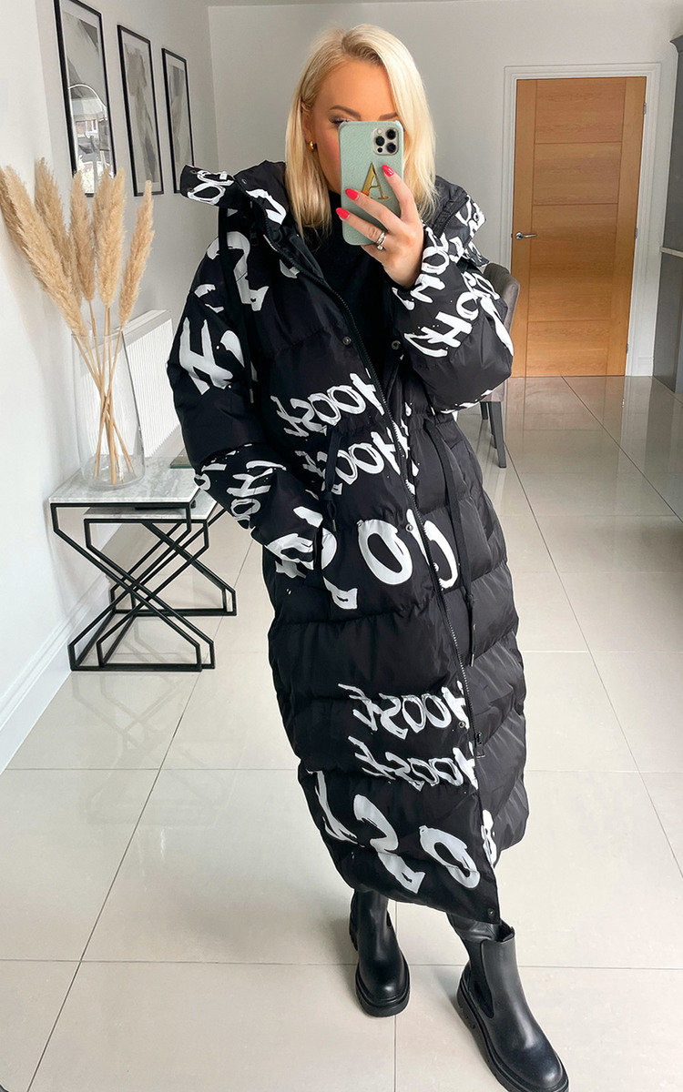 Casey Longline Puffer Coat with Drawstring Waist Detail Thumbnail Casey Longline Puffer Coat with Drawstring Waist Detail Thumbnail
