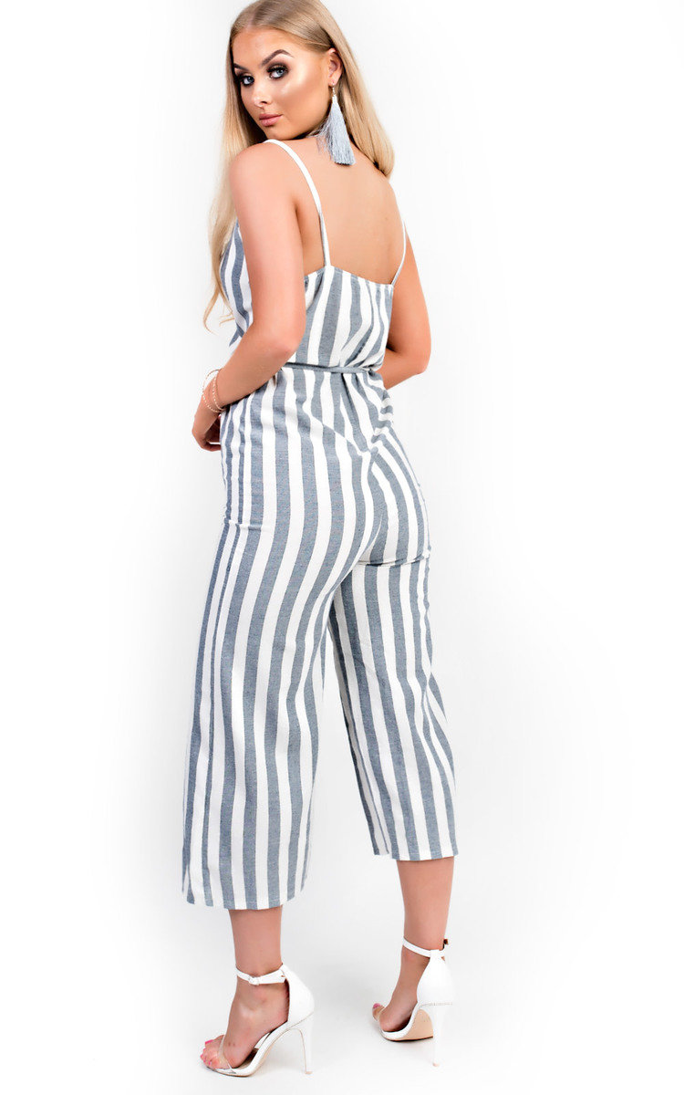 Cassidy Button Up Stripe Jumpsuit Thumbnail