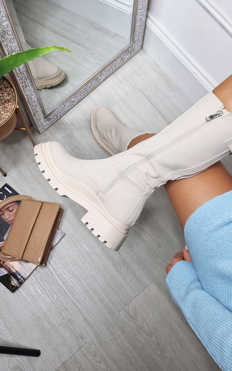 Cassie Faux Leather Chunky Platform Boots Thumbnail