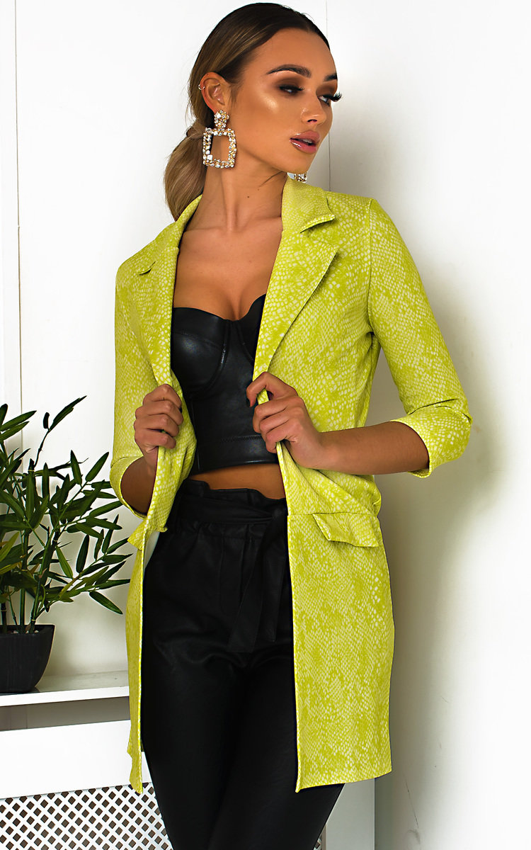 Cecily Snake Print Longline Blazer Thumbnail