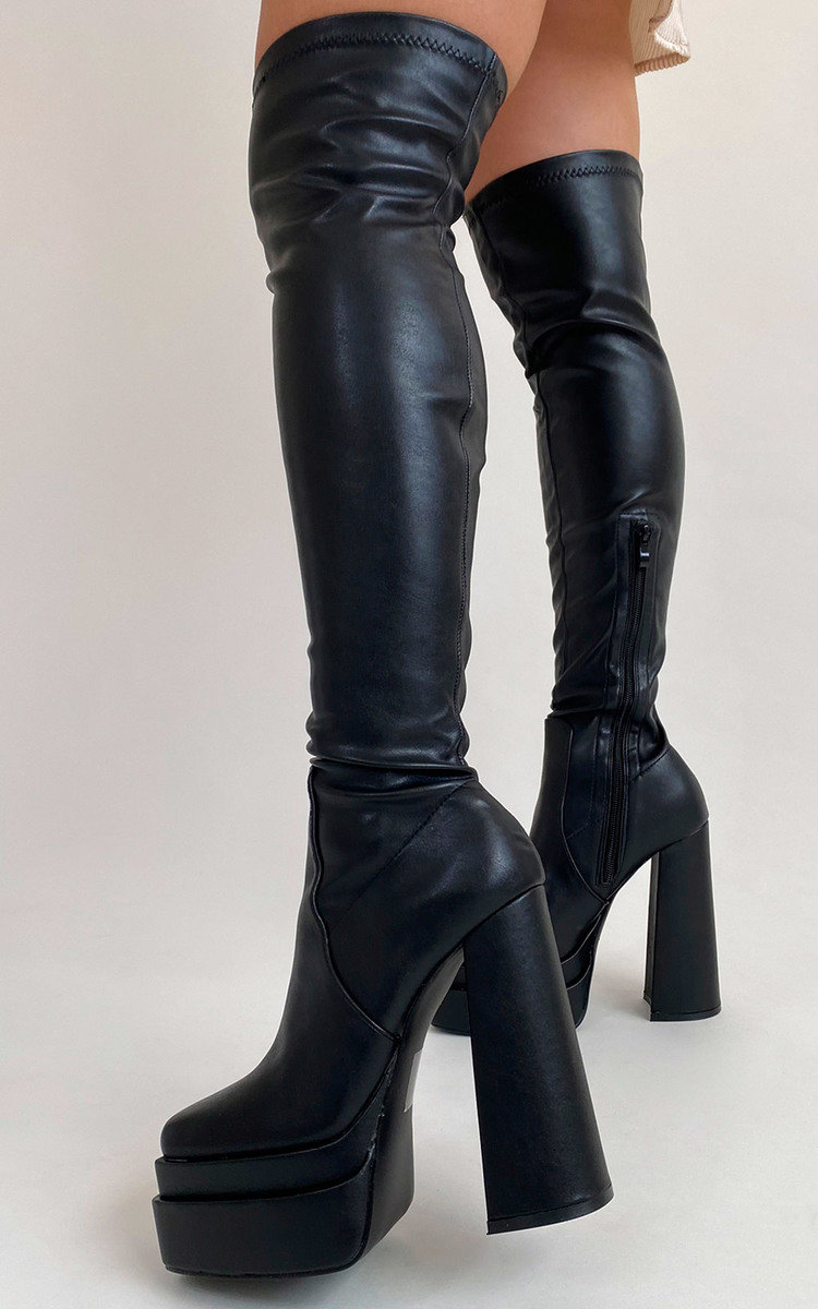 Celeste Block Heel Knee High Boots Thumbnail