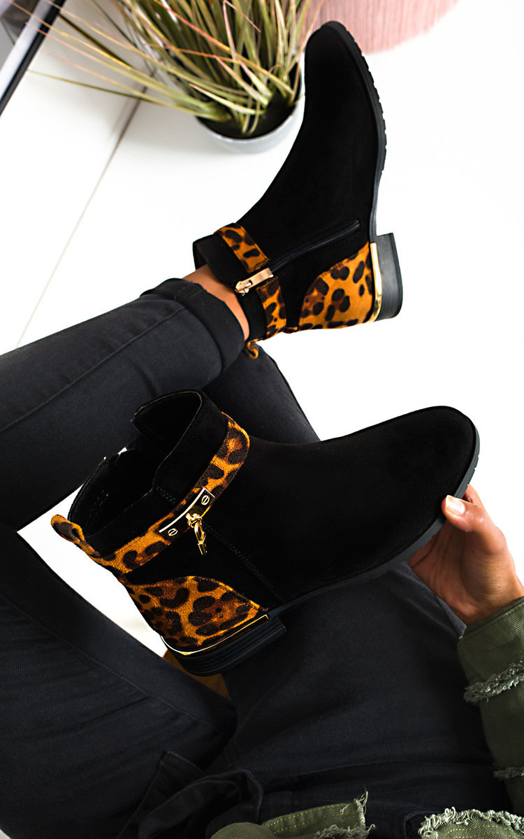 leopard and black boots