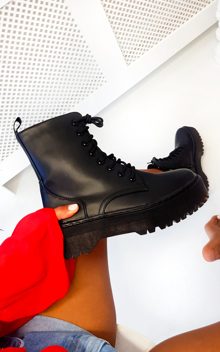 Josie Lace Up Biker Boots Thumbnail