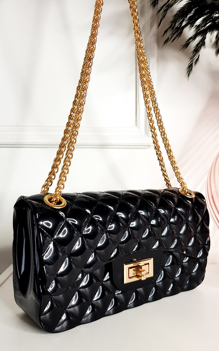 Cheryl Padded Fold Over Bag with Chain Strap Thumbnail Cheryl Padded Fold Over Bag with Chain Strap Thumbnail