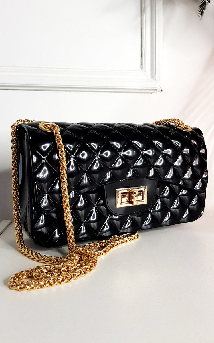 Cheryl Padded Fold Over Bag with Chain Strap Cheryl Padded Fold Over Bag with Chain Strap
