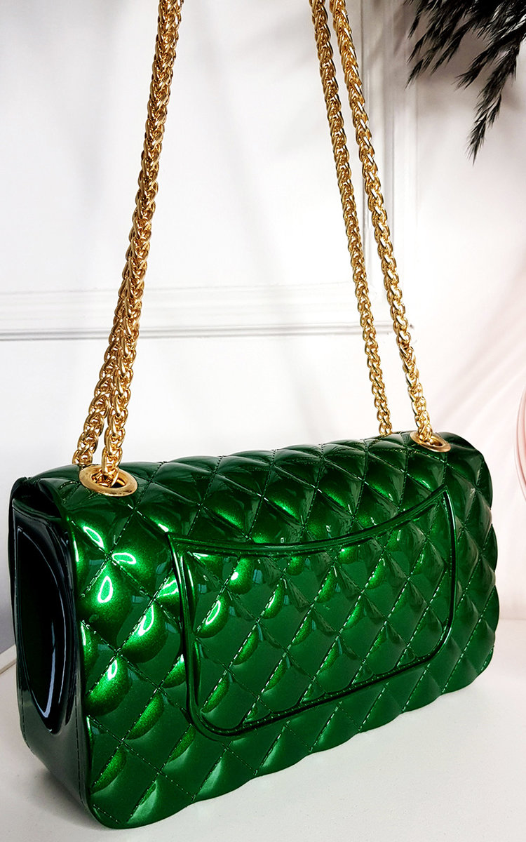 Cheryl Padded Fold Over Bag with Chain Strap Thumbnail Cheryl Padded Fold Over Bag with Chain Strap Thumbnail
