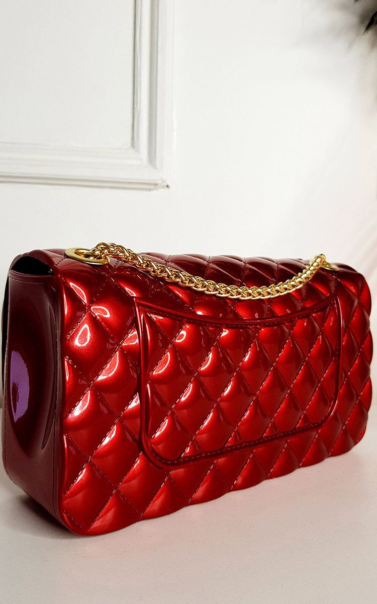 Cheryl Padded Fold Over Bag with Chain Strap Thumbnail Cheryl Padded Fold Over Bag with Chain Strap Thumbnail