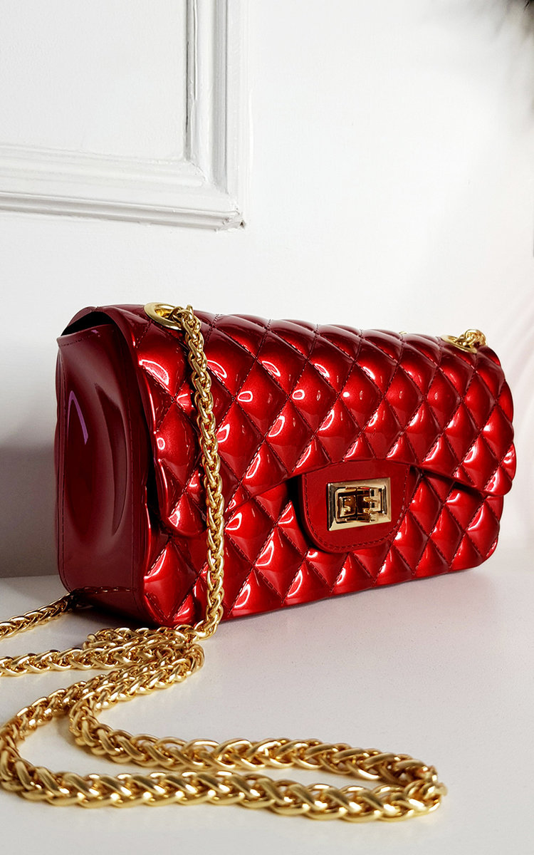Cheryl Padded Fold Over Bag with Chain Strap Thumbnail Cheryl Padded Fold Over Bag with Chain Strap Thumbnail