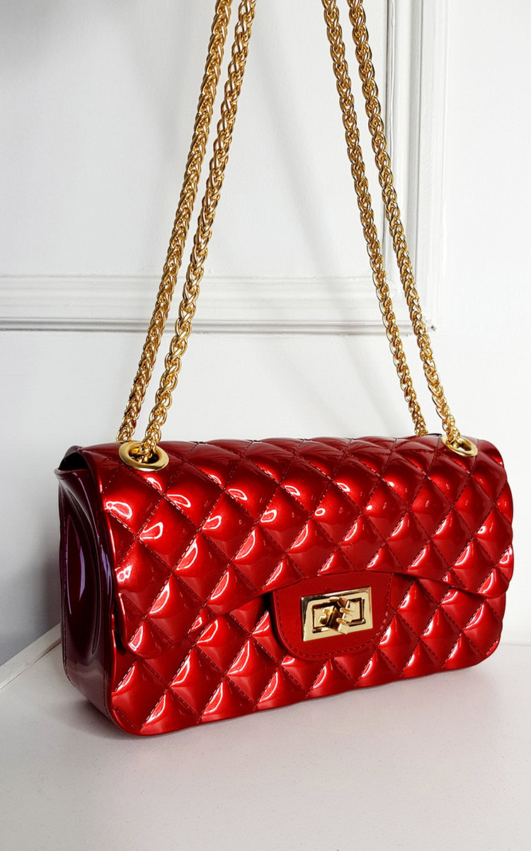Cheryl Padded Fold Over Bag with Chain Strap Thumbnail Cheryl Padded Fold Over Bag with Chain Strap Thumbnail