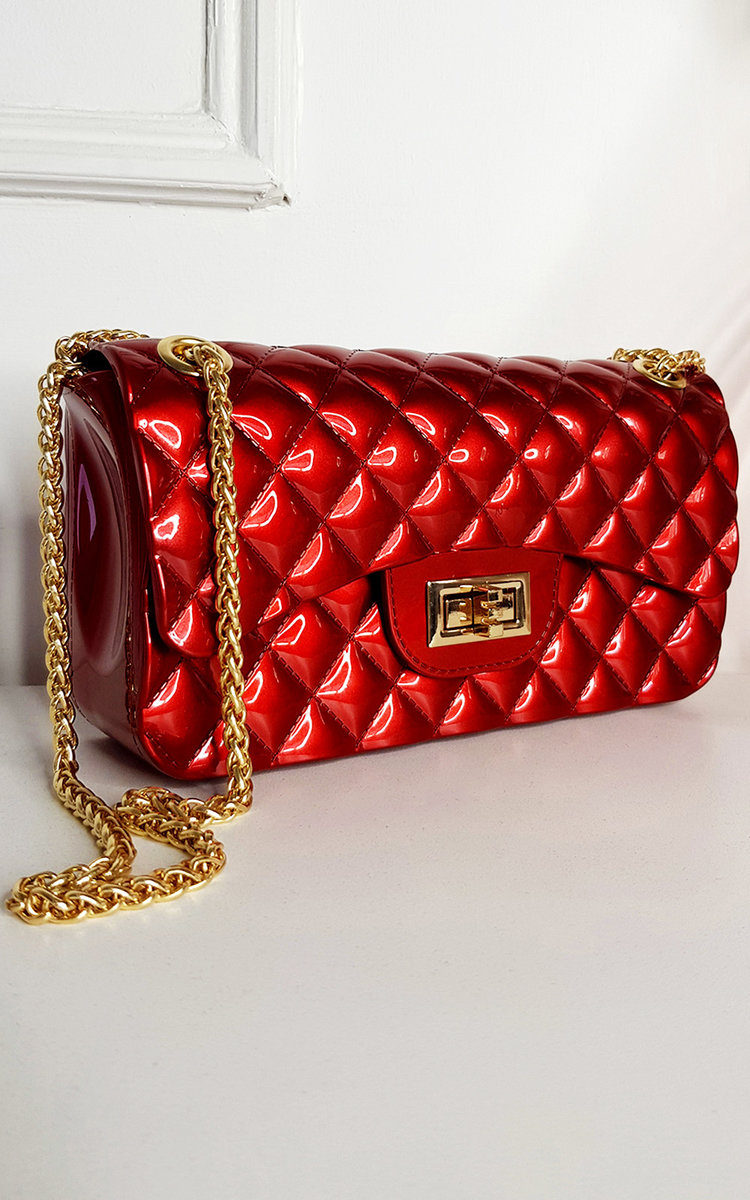 Cheryl Padded Fold Over Bag with Chain Strap Cheryl Padded Fold Over Bag with Chain Strap