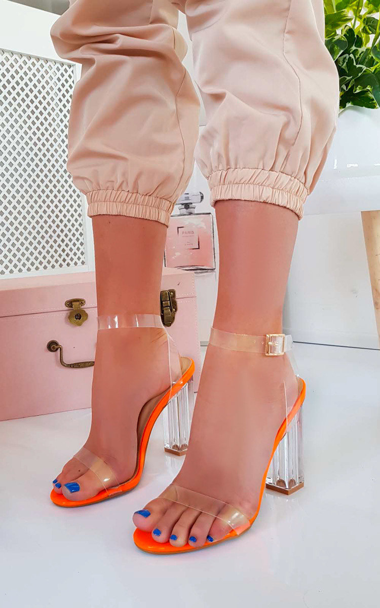 Chlo Barely There Clear Block Heels Thumbnail