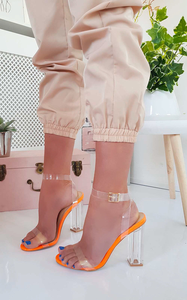 Chlo Barely There Clear Block Heels