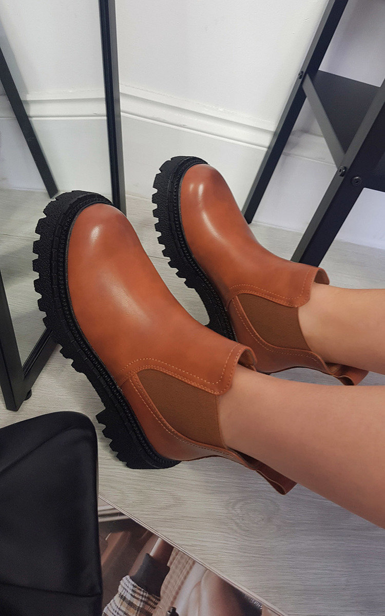 Chloe Faux Leather Chunky Ankle Boots Thumbnail