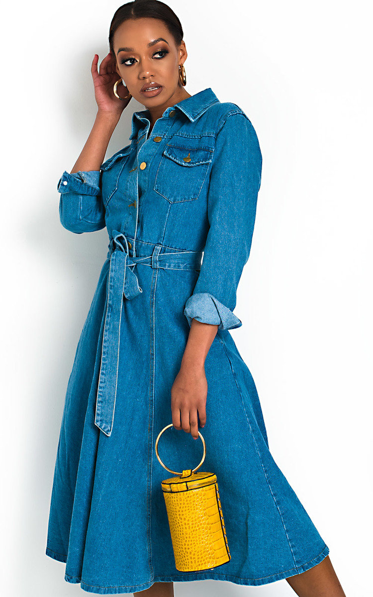 Chrissy Button Up Denim Dress Thumbnail