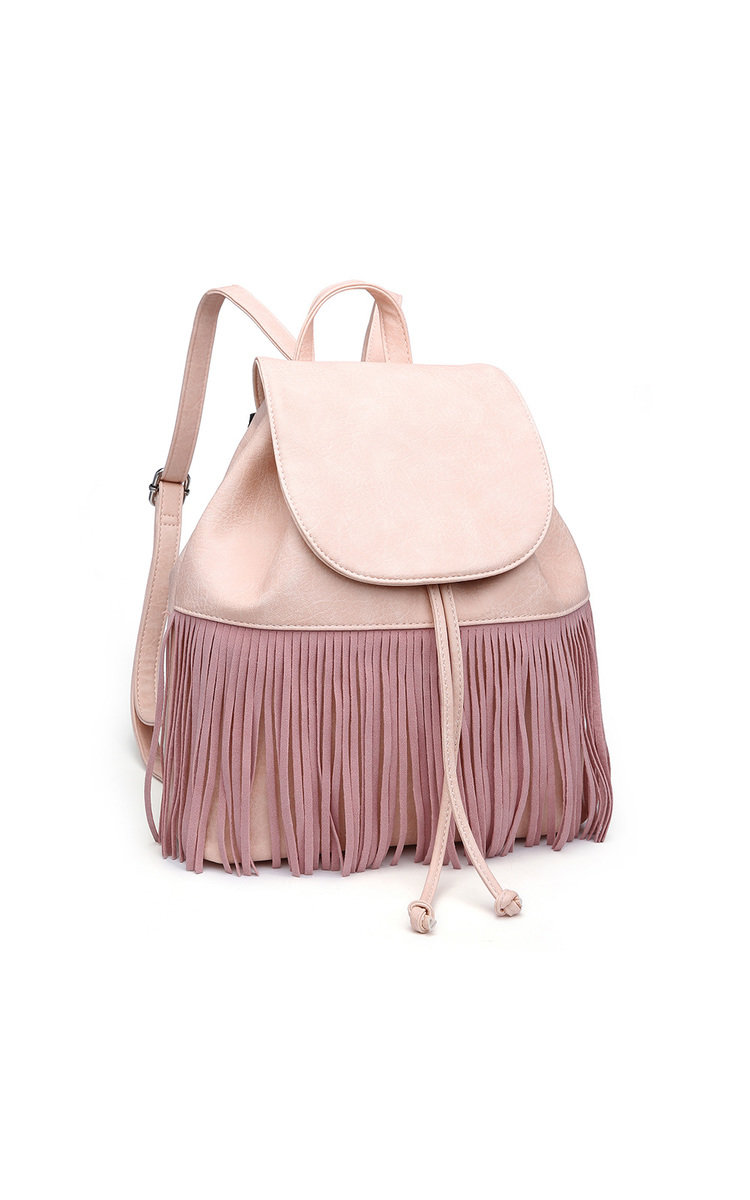 Cindee Faux Leather Fringe Backpack Bag Thumbnail Cindee Faux Leather Fringe Backpack Bag Thumbnail