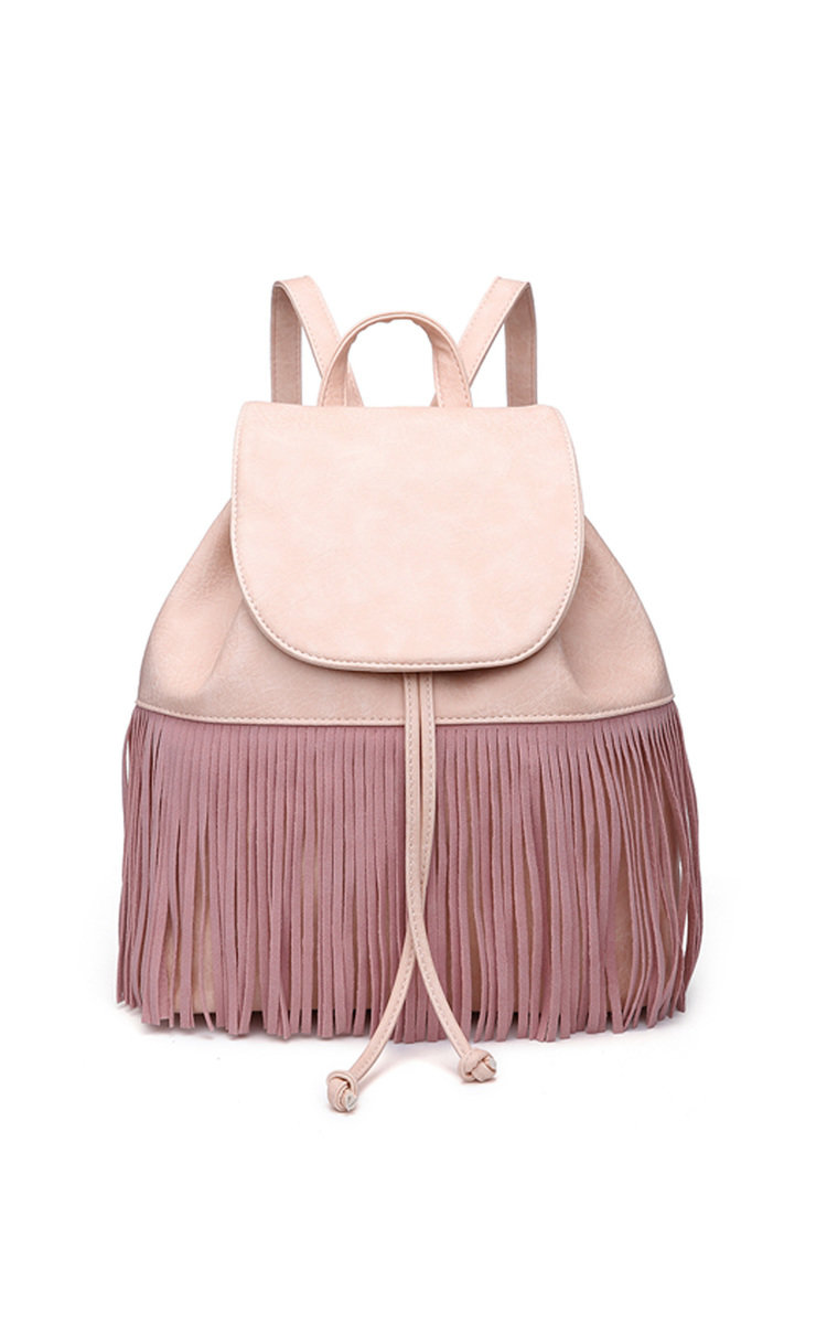 Cindee Faux Leather Fringe Backpack Bag