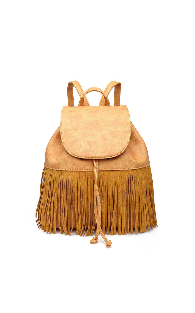 Cindee Faux Leather Fringe Backpack Bag