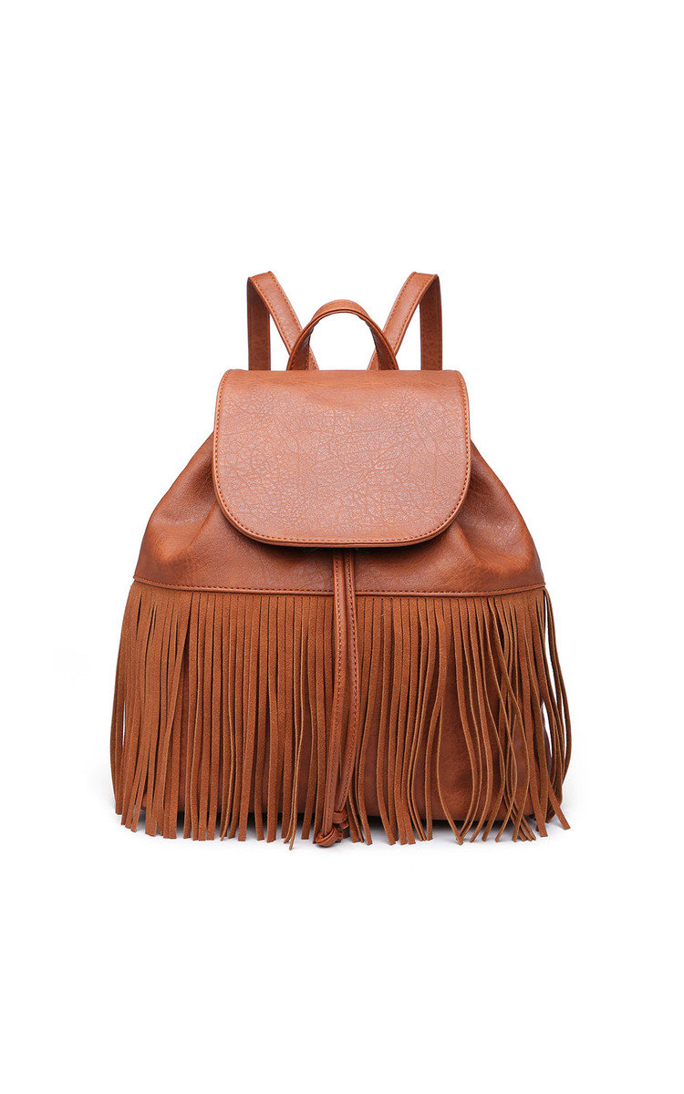 Cindee Faux Leather Fringe Backpack Bag