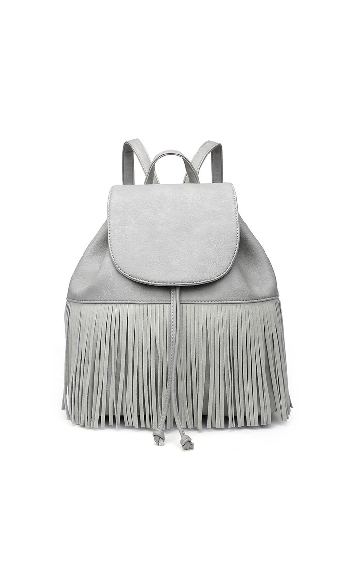 Cindee Faux Leather Fringe Backpack Bag