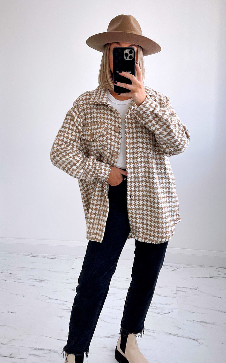 Cindy Dogtooth Button Down Shacket Thumbnail