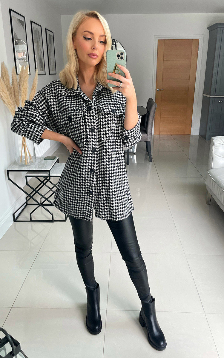 Cindy Dogtooth Button Down Shacket Thumbnail Cindy Dogtooth Button Down Shacket Thumbnail