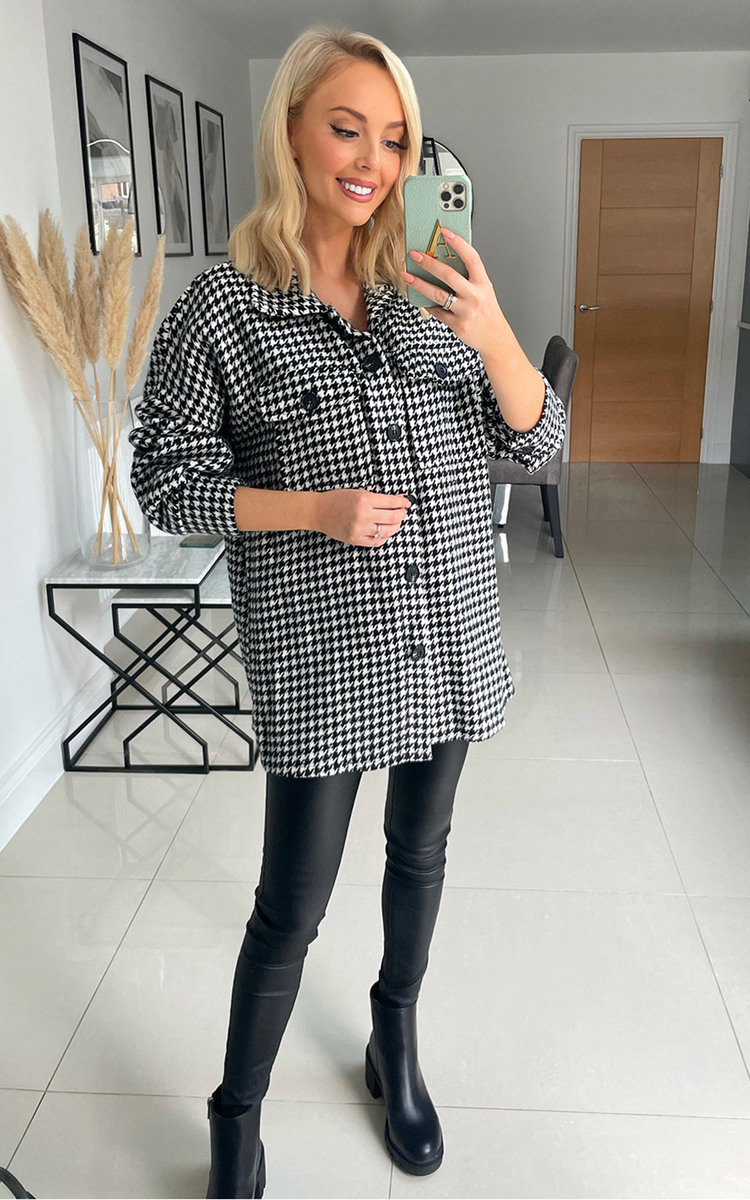 Cindy Dogtooth Button Down Shacket Thumbnail Cindy Dogtooth Button Down Shacket Thumbnail