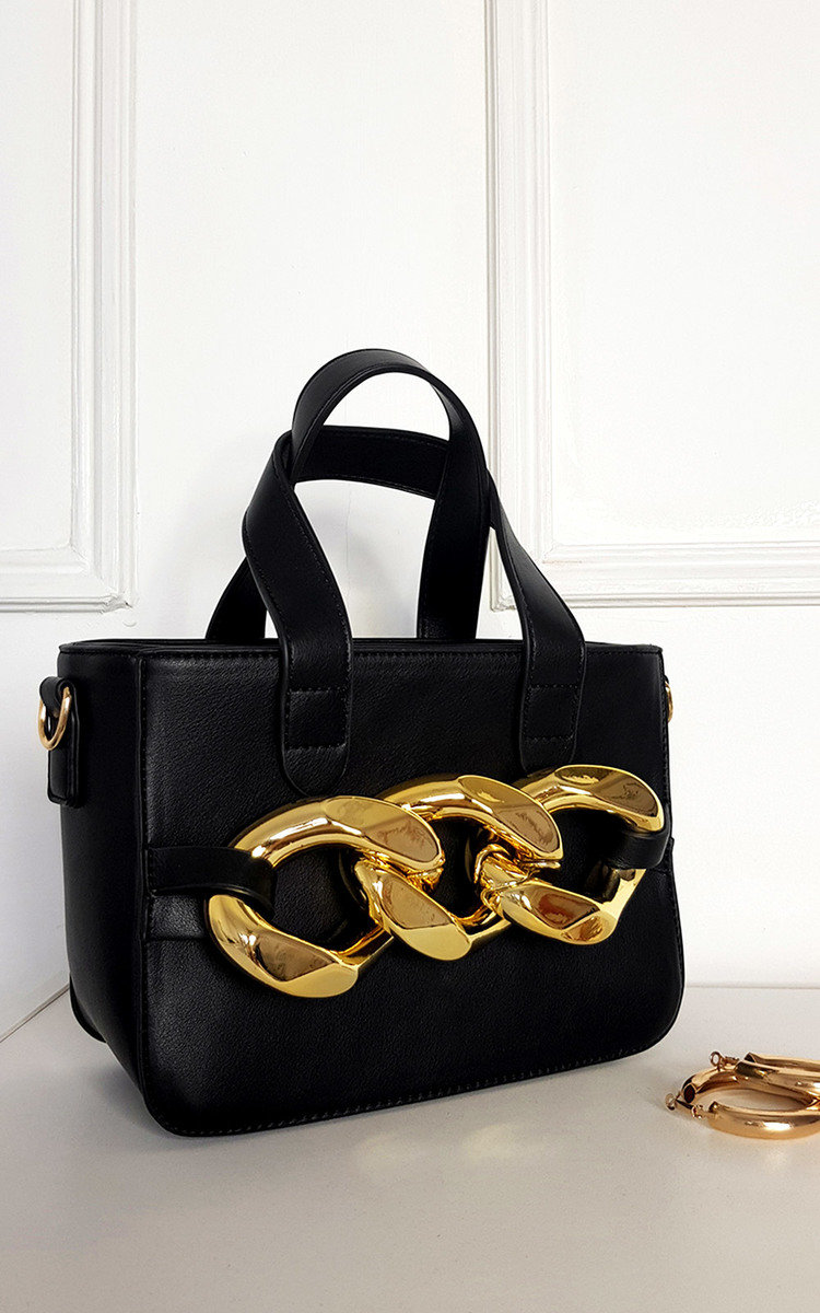Claire Faux Leather Bag with Extreme Chain Detail Claire Faux Leather Bag with Extreme Chain Detail