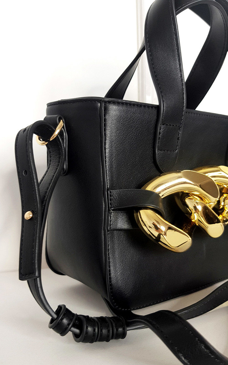 Claire Faux Leather Bag with Extreme Chain Detail Thumbnail Claire Faux Leather Bag with Extreme Chain Detail Thumbnail