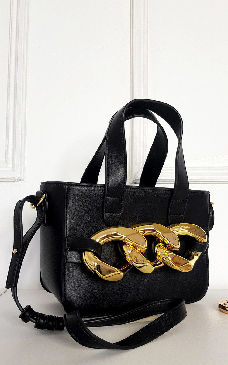Claire Faux Leather Bag with Extreme Chain Detail Thumbnail Claire Faux Leather Bag with Extreme Chain Detail Thumbnail